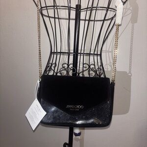 Jimmy Choo Black and Gold Crossbody Bag black velvet